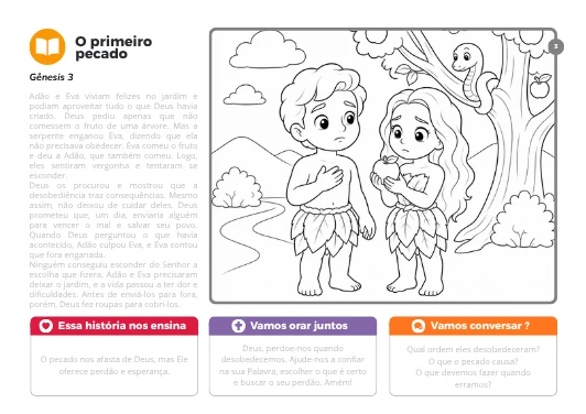 Amostra O primeiro pecado, com história e conversa em família